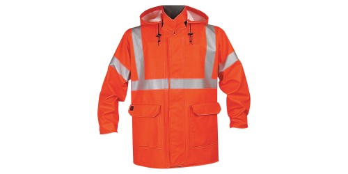 High visibility raincoat Arc Flash FR orange with reflective stripes - 4503JFO - Nasco